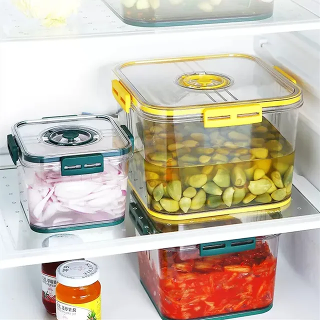 Large Capacity Refrigerator Storage Containers Timing Control PET Material Kimchi Box Kitchen Fridge Organizer Fresh-Keeping Box