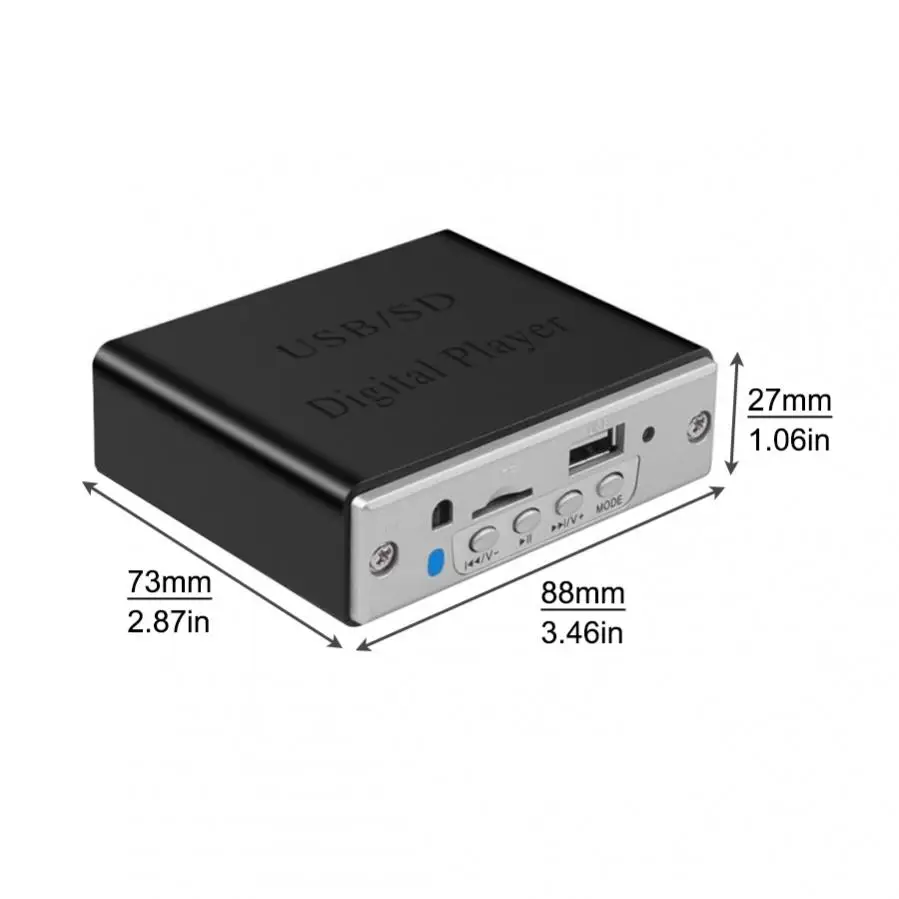 12V Mini Bluetooth Motorcycle Car Stereo Amplifier Amp LED USB SD Digital Player MP3 with Remote Controller LED Indicator Light