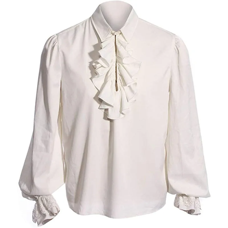 thumbnail image 1 of Camisa con volantes estilo pirata, estilo renacentista, victoriano, steampunk, colonial, disfraz de Halloween medieval para adultos y niños, 1 of 5
