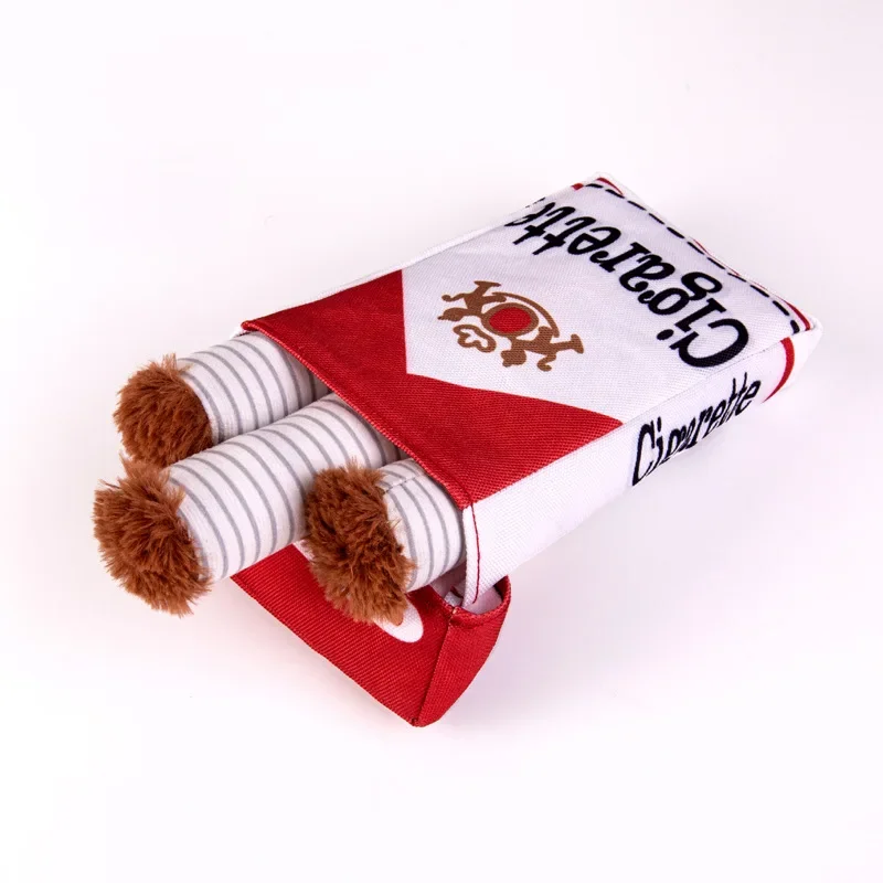 Creative Cigarette Interactive Giggles Dog Toys Funny Plush Chewing Toy with Squeaking Sound Dog Toy Cigaret Box Good Pet Gifts 2