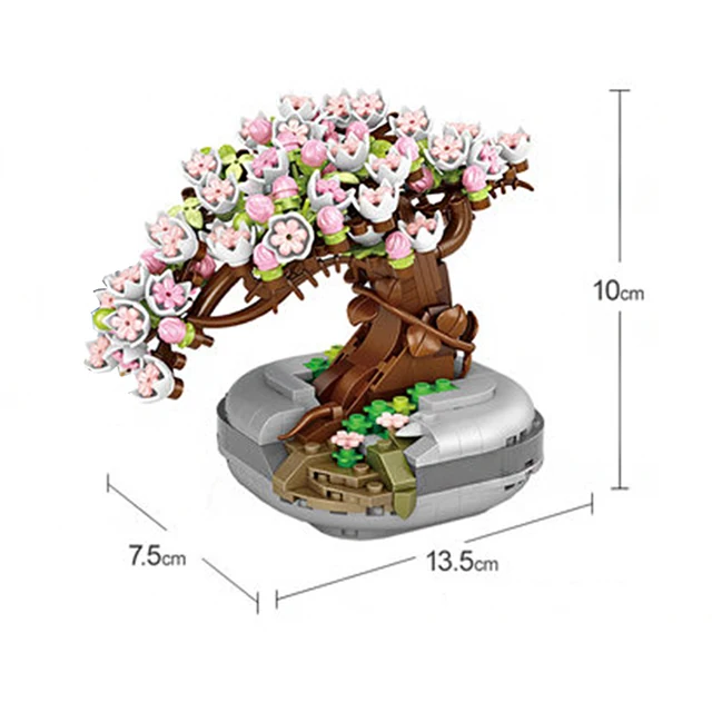 LOZ Eternal Flower Pink Sakura Cherry Tree Pot Plant 3D Model DIY Mini Blocks Bricks Building Toy for Children Gift  Build Moc 6