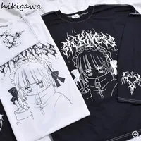 Streetwear T-shirts Femmes Vêtements Imprimé Manches Longues T-shirts Décontracté Mode Japonais Camisetas Dessin Animé Y2k Hauts T-shirts Surdimensionnés 3