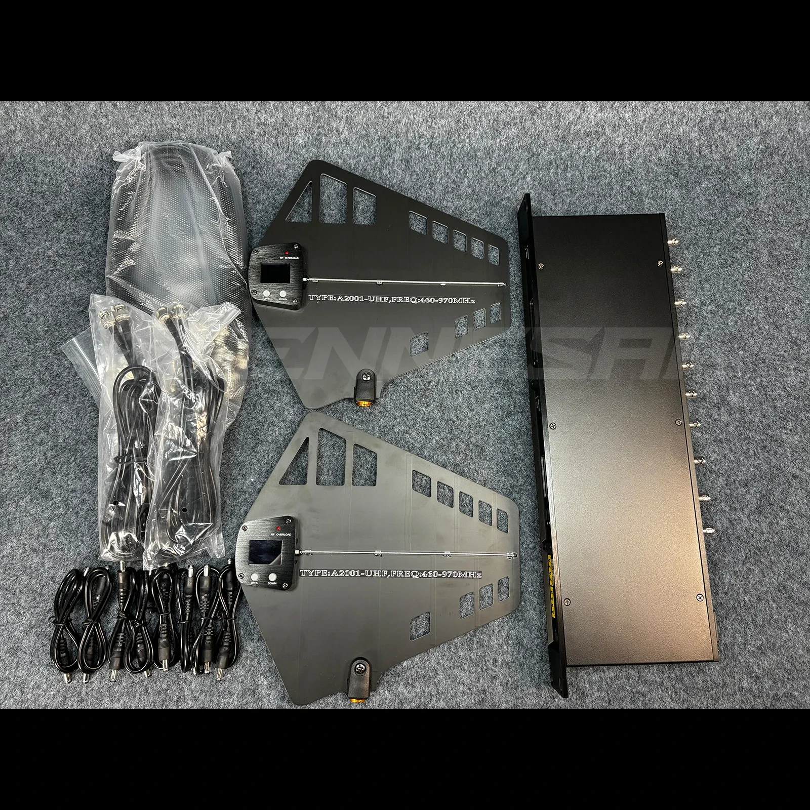 UA80 UHF 안테나 디스트리뷰터 시스템, RF 신호 부스터, 지향성 BNC-BNC 동축 케이블, 무선 마이크용 16 채널, 460-970MHz