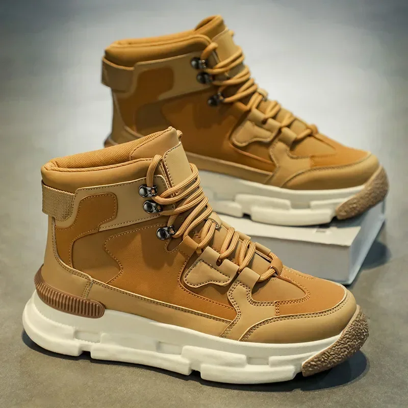 

Осенне-зимние мужские военные ботинки, новинка, высокие ботинки на толстой подошве, уличные ботинки для скалолазания, снежной работы, модная повседневная мягкая спортивная обувь