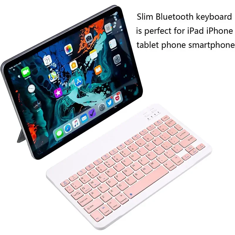 Universelles 10-Zoll-Bluetooth-Maus-Tastatur-Set für iPad, Mobiltelefon und Tablet – Ultradünne kabellose Tastaturen und Mäuse_voghion.com