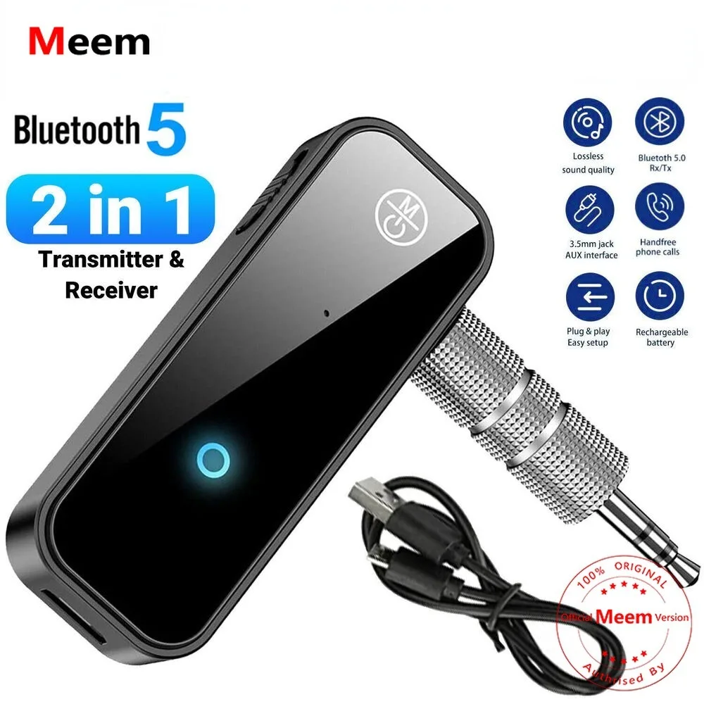 

USB Wireless Bluetooth 5.0 Transmitter Receiver 2in1 Audio Adapter 3.5mm Aux Car