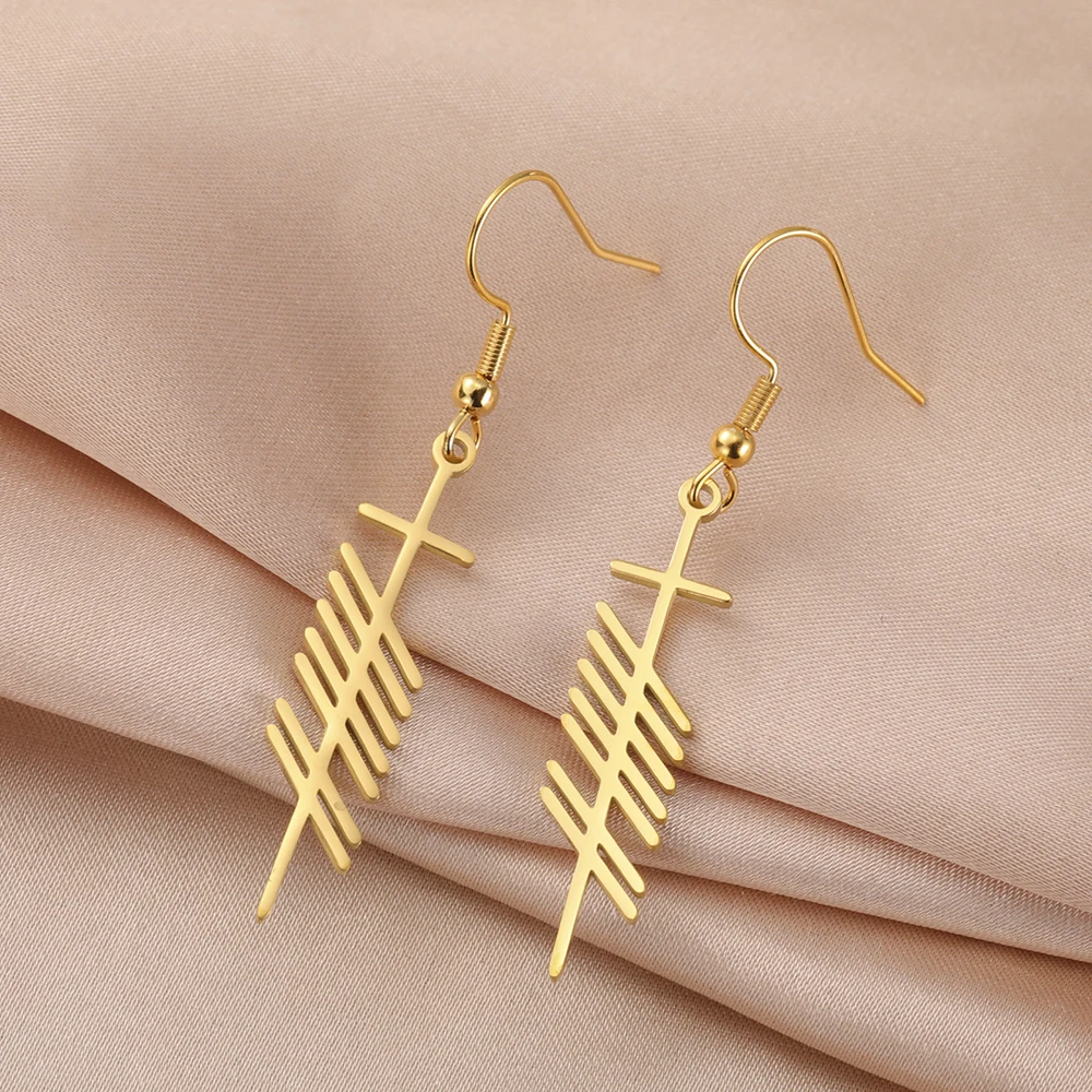 Dawapara antike irische Ogham-Ohrringe für Frauen, nordischer Baum, Alphabet, Anhänger, Stärke, Weisheitssymbol, Edelstahl-Schmuck – Detail 10