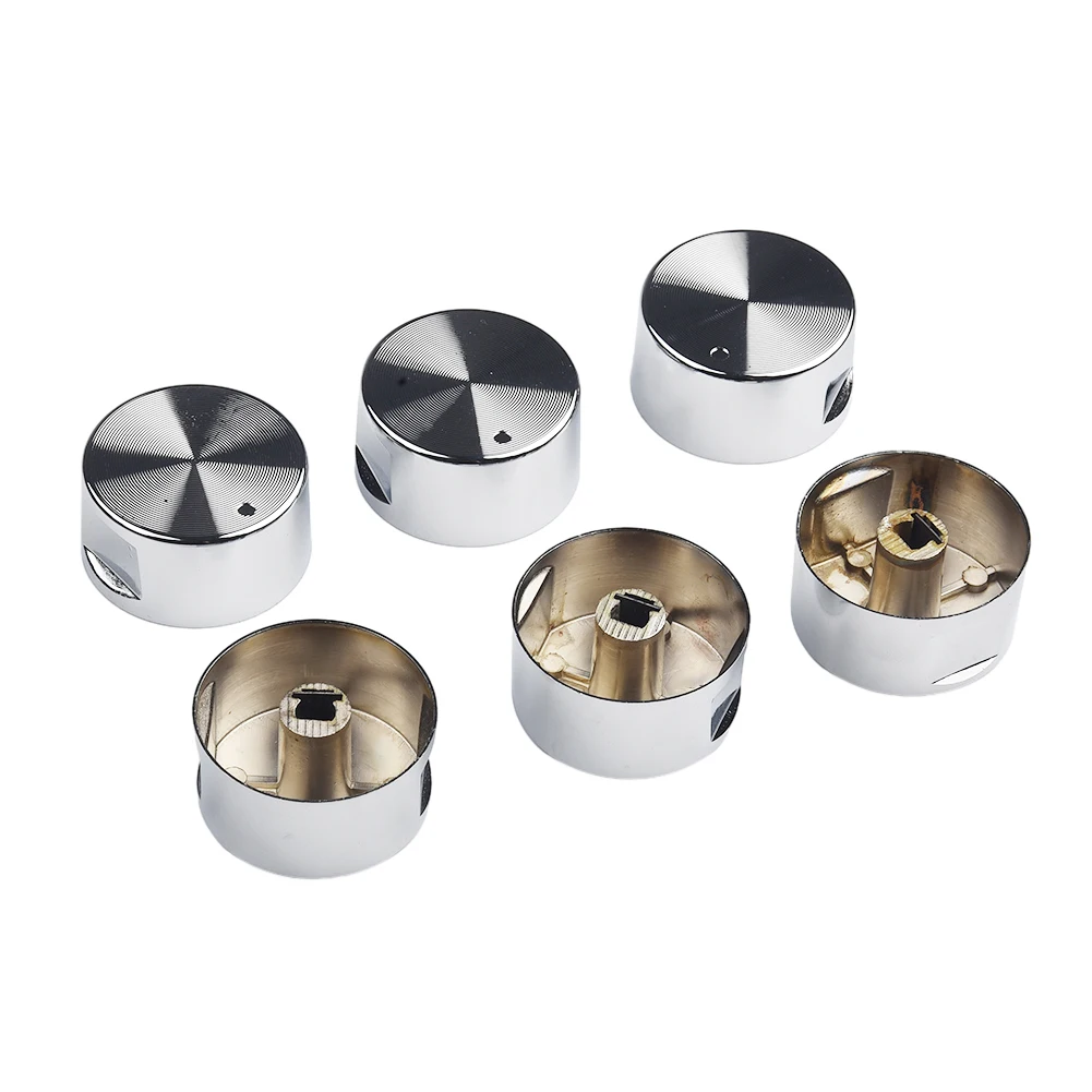 

Cooktop Handle Rotary Switch Modern Round Silver Zinc Alloy 6 Pieces Diameter 6mm Easy Installation High Quality