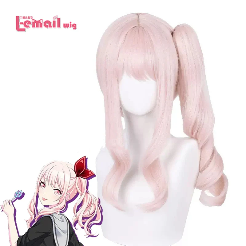L-email wig Synthetic Hair Game Project SEKAI COLORFUL STAGE Akiyama Mizuki Cosplay Wig PJSK 45cm Pink Curly Heat Resistant Wigs