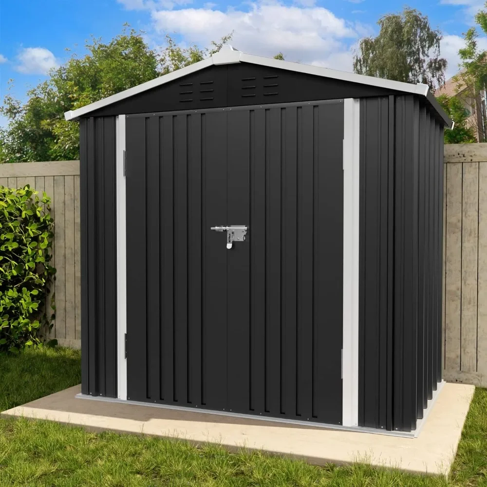 

Storage Shed, 4x6 FT Outside Metal Sheds & Outdoor Storage Galvanized Steel Tool Shed with Lockable Door, Storage Shed