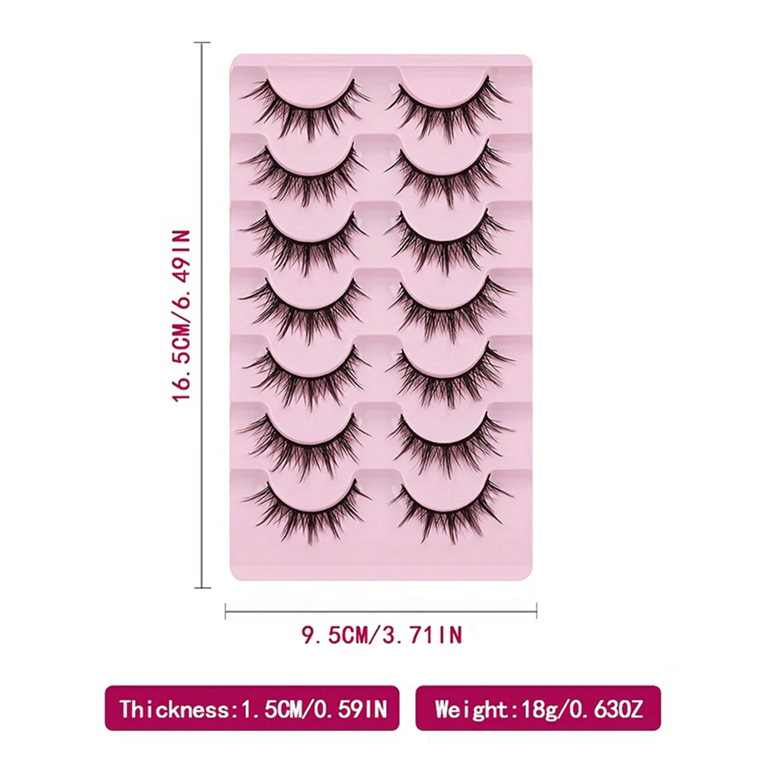 False Eyelashes Natural Look Anime Wispy Fluffy Spiky 3D Volume 7 Pairs Korean Japanese Asian Cosplay