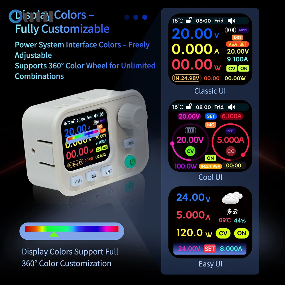SK200W 디지털 벅 부스트 전원 공급 모듈(블루투스 WiFi 제어, MPPT CV CC 듀얼 시스템, 산업 전자 장비용)