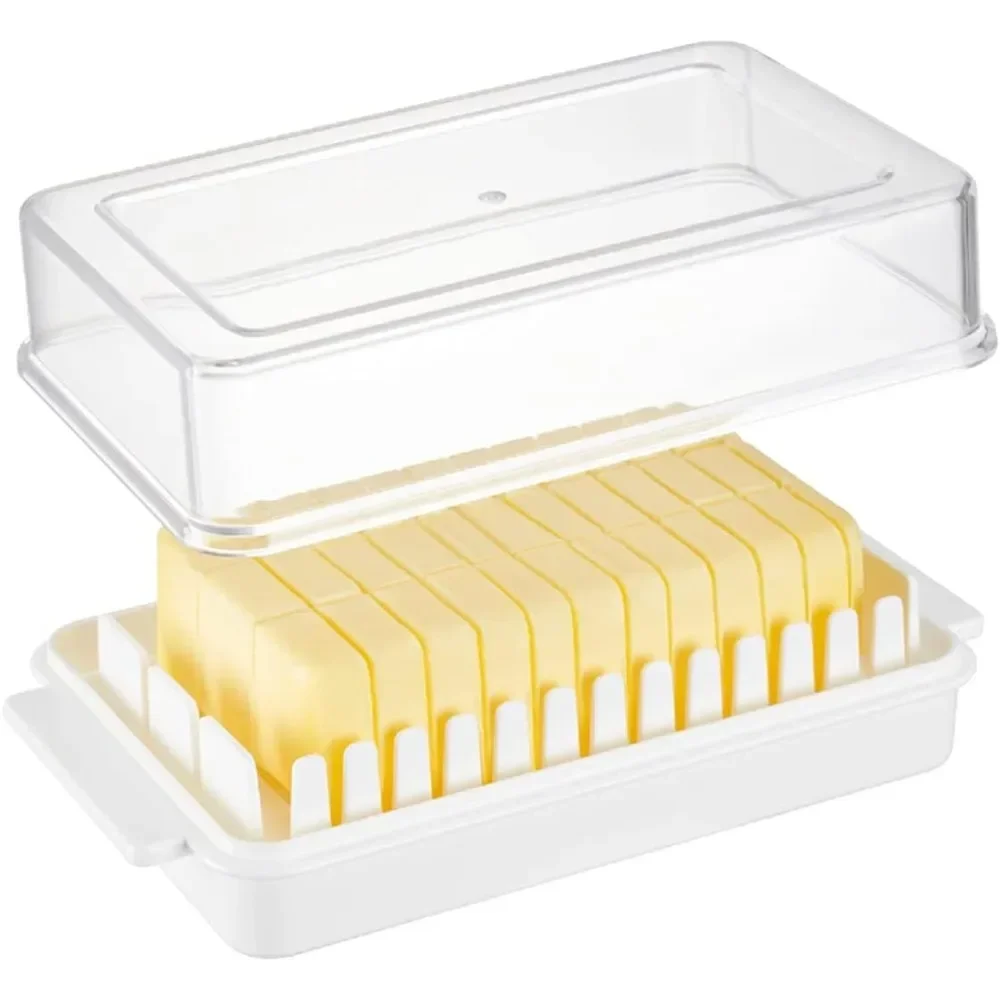 1PC Butter cutting storage box transparent dust-proof and fresh-keeping lid kitchen partition sealed rectangular storage box