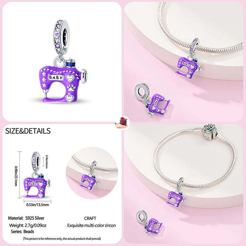 925 Sterling Silver Fashion Sewing Machine Tailor Hairdresser Mixer Charms Beads For Brand Original Bracelet DIY Jewelry Gift 3