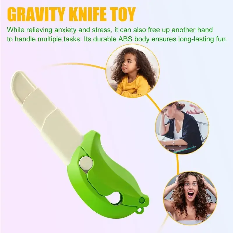 3D Gravity banana knife decompresion small fidget toy gravity folding telescopic Sensory Stress Relief Radish Toy For Adult Teen