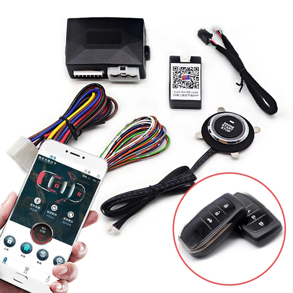 

Car Alarm with Remote Start and Engine Push Button Start Intelligent Car Accessory with Auto Start Stop Remote Starter with Auto
