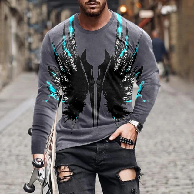 Vintage 3d Printed Long Sleeve Men's T-shirt Autumn New Style Personalized Street Casual Pullover Shirt Fashion Round Neck Shirt 10
