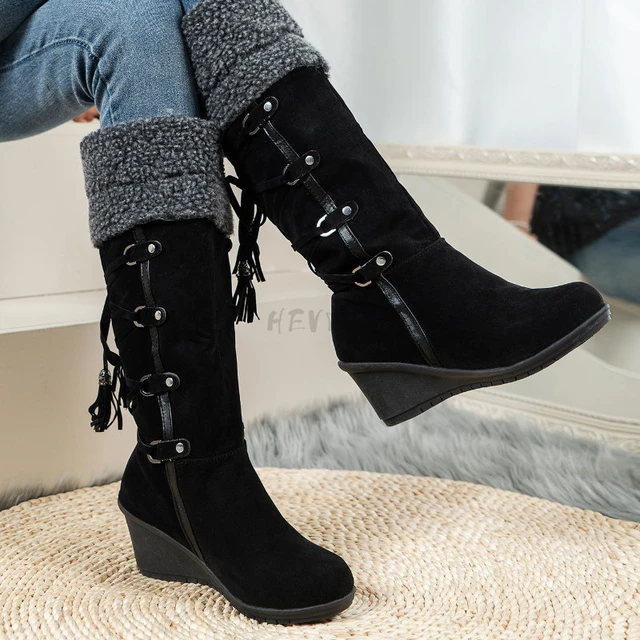 nsendm Female Shoes Adult Womens Garden Boots Mid Calf Autumn and Winter  Boots Women Fashion Boots Womens Cotton Nightgowns Mid Calf BU2 9 