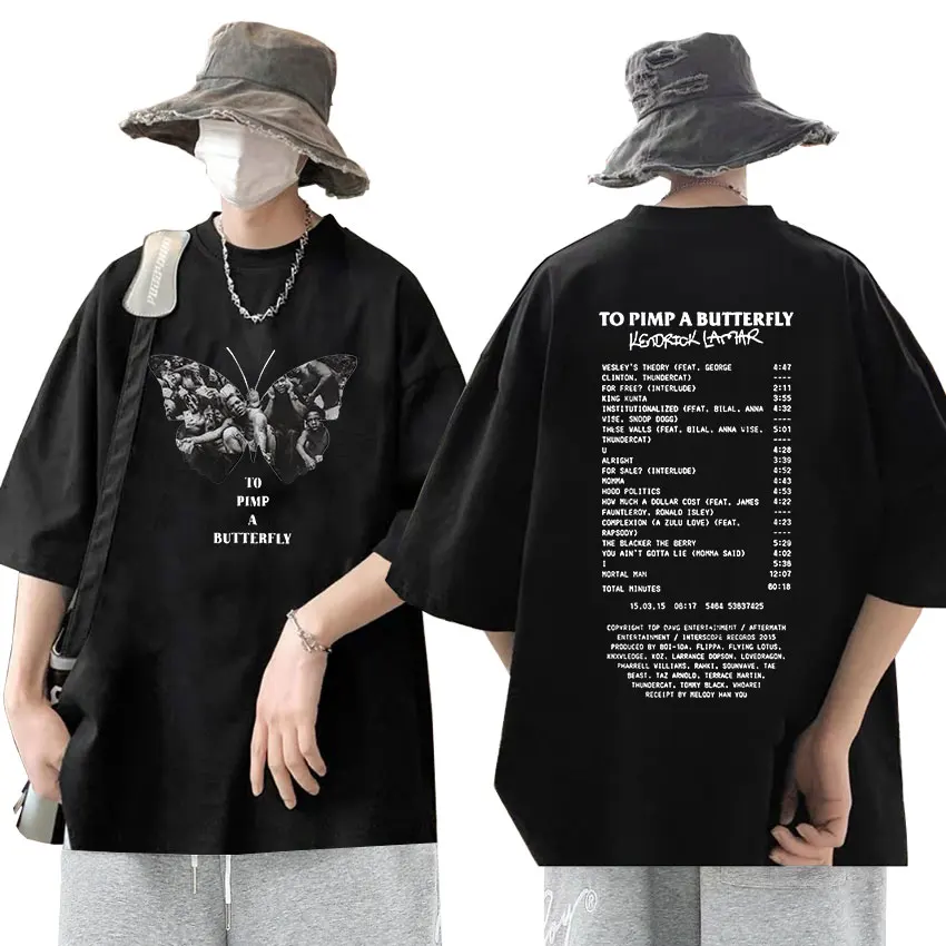 

Rapper Kendrick Larmar To Pimp A Butterfly Graphic T Shirts Men Women Hip Hop Vintage Oversized Cotton T-shirt Gothic Streetwear