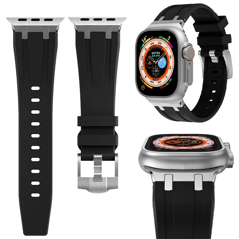 

Ремешок спортивный резиновый для Apple Watch Band Ultra, силиконовый браслет для IWatch 6 5 4 SE 44 мм 38 40 42 мм, 49 мм 8 7 45 мм 41 мм