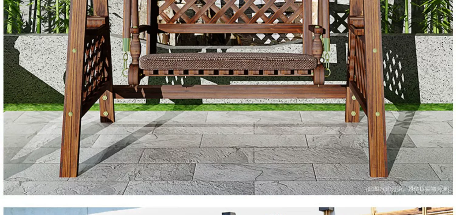 Swing Outdoor Courtyard Solid Wood Rocking Chair Villa Terrace Glider to Swing Double Adult Glider Hammock