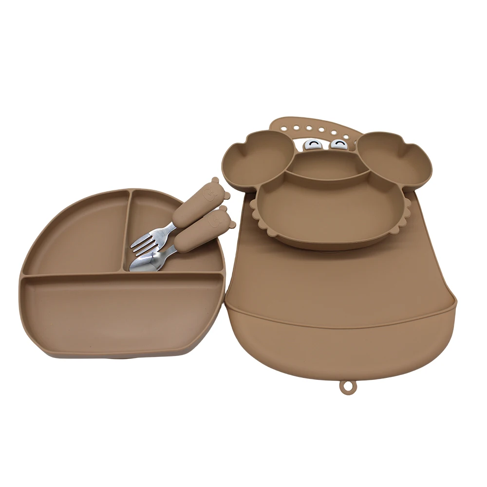 5-Piece Silicone Tableware Set with Free Name Engraving Creative gifts tailored for boys and girls