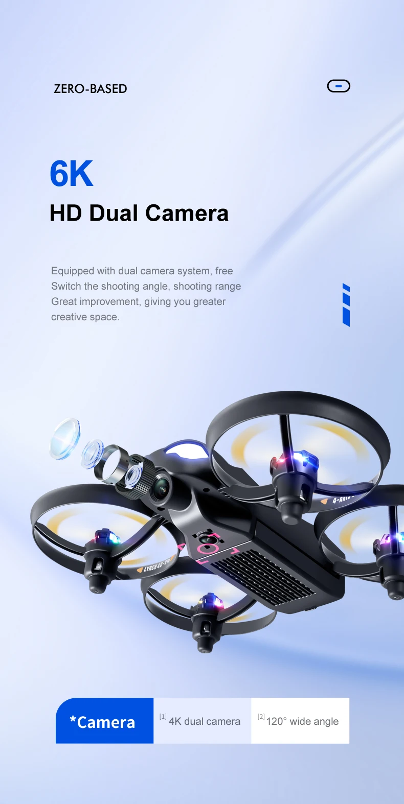 4ch 2.4 g remote control quadcopter V16 Mini RC Drone 4K 6K Dual Camera HD Wifi Fpv Photography Professional Quadcopter Portable Colorful Light Drones Toys Boys foldable fpv wifi rc quadcopter remote control drone