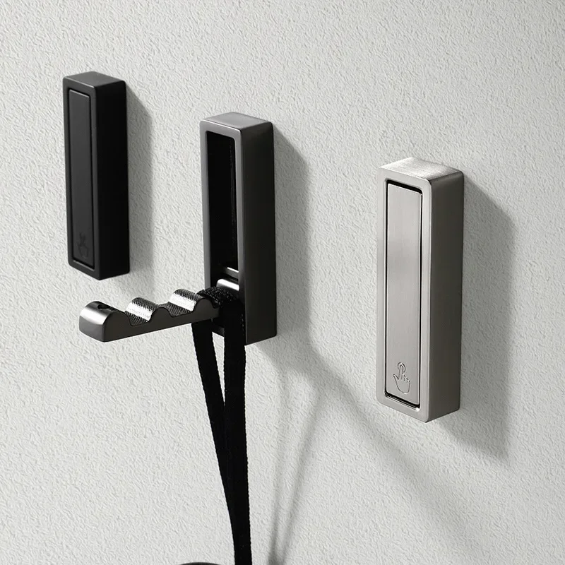 5 Ganci Da Parete Pieghevoli In Alluminio Nero 90° - Con Viti, Per Bagno E Cucina