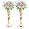 8pcs Wedding Center Decoration Gold Vase Crystal Stand Flower Holder, Metal Center Decoration for Dining Table Decoration 3