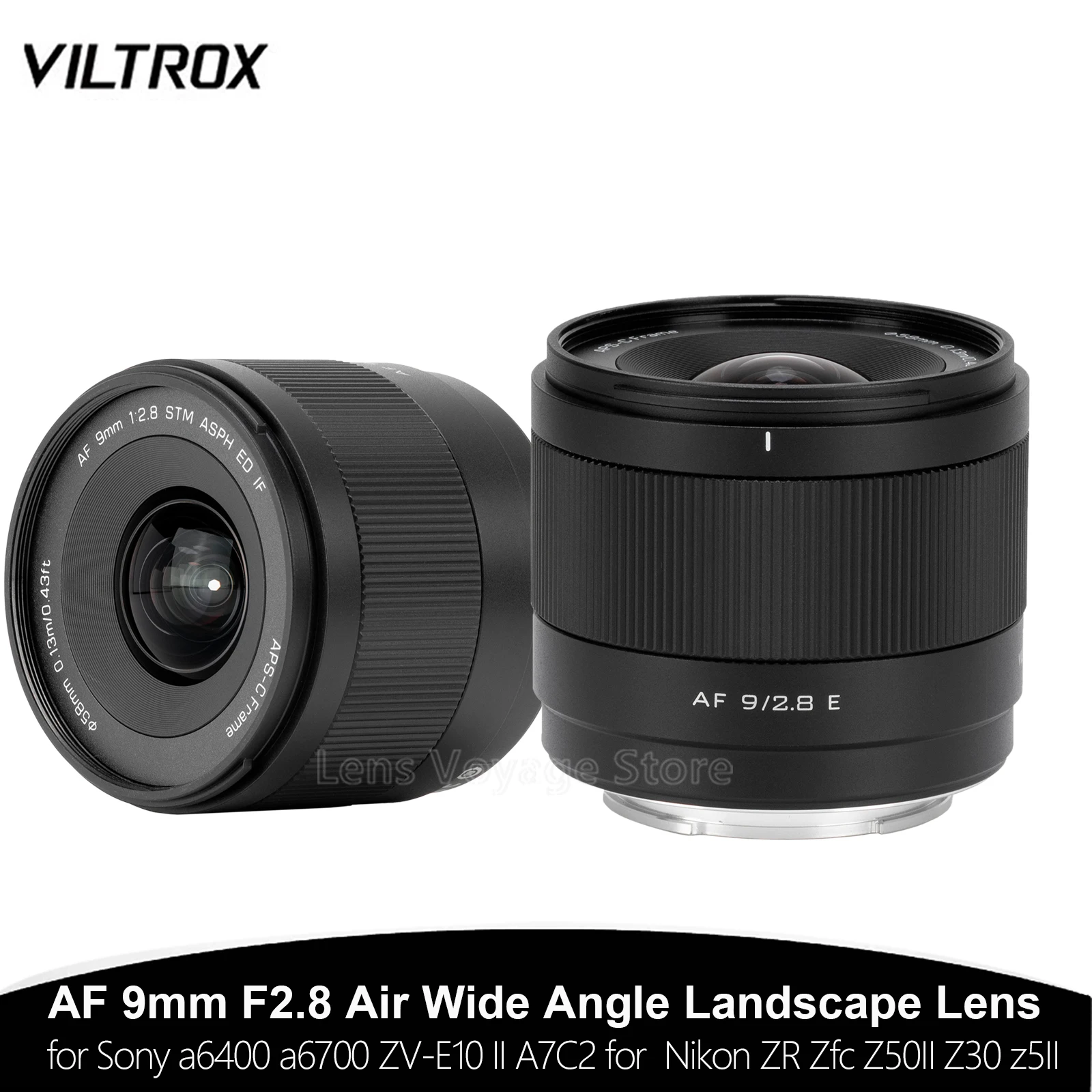 VILTROX AF 9mm F2.8 에어 울트라 광각 렌즈 APS-C (후지필름 XT30 XT40, ZVE10 II A6500 A6700, 니콘 ZR Z30 Z50 II 용)