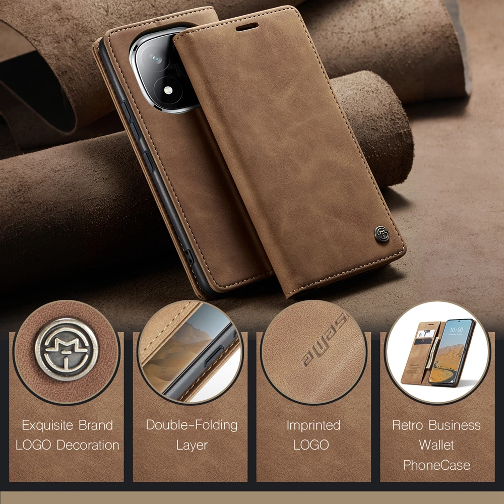 Magnetic Flip Leather Wallet Case with Kickstand and Card Holder