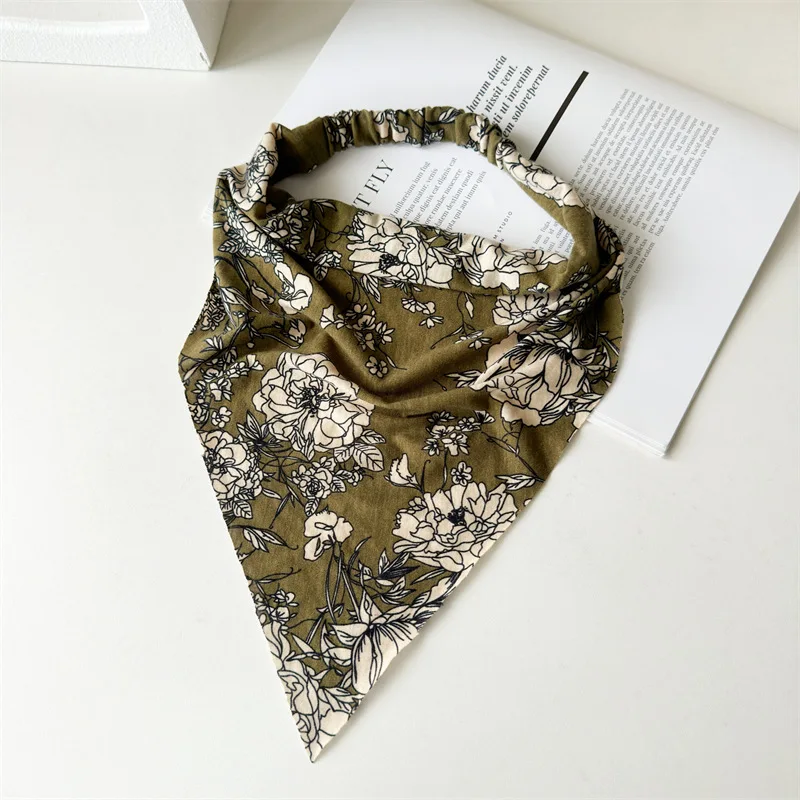 Neue Boho Dreieck Bandanas Baumwolle Blumen druck elastische Haar bänder Stirnband Haarband Haar gummis Haar Schal Mädchen Haarschmuck – Detail 21