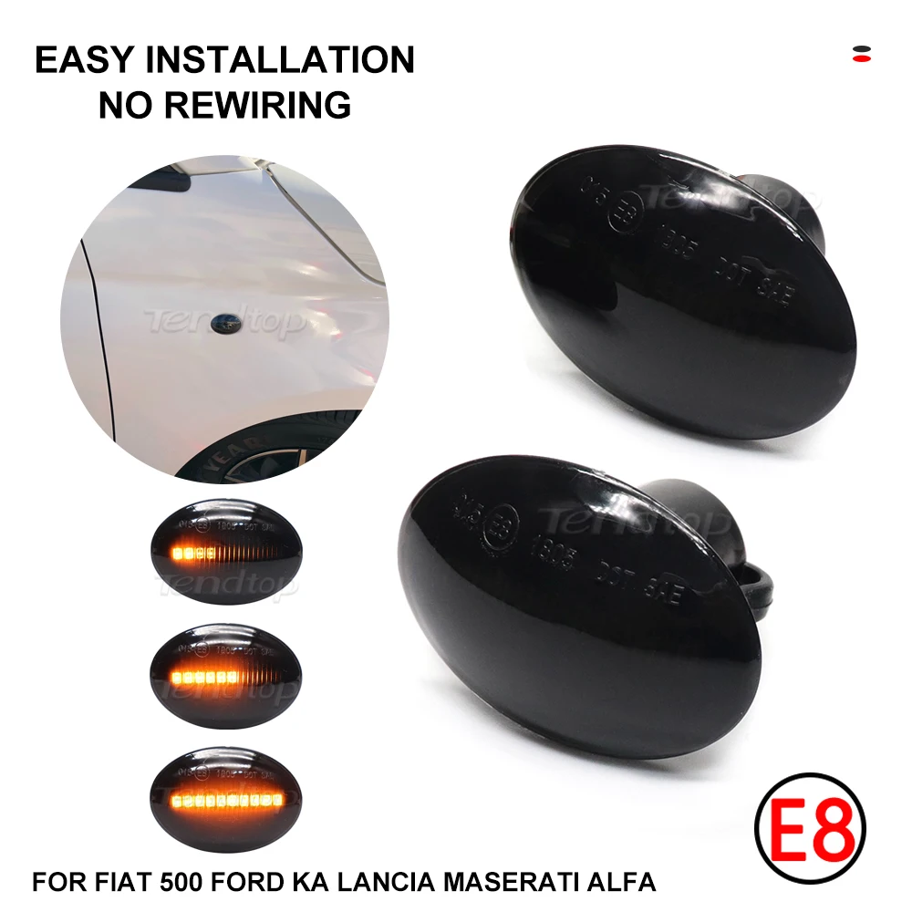 Ambra Led Dynamic Lampeggiante Side Marker Light Indicatore Di Direzione Per Fiat 500 500C 500L Per Abarth 500 595 695 Alfa 4C Lancia