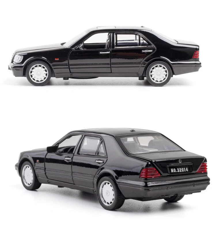 1/32 Mercedes S-W140 Alloy Diecast Car Model Children Toy Metal Body Simulation Rubber Tire With 4 Doors Opened Pull Back Gifts diecast truck