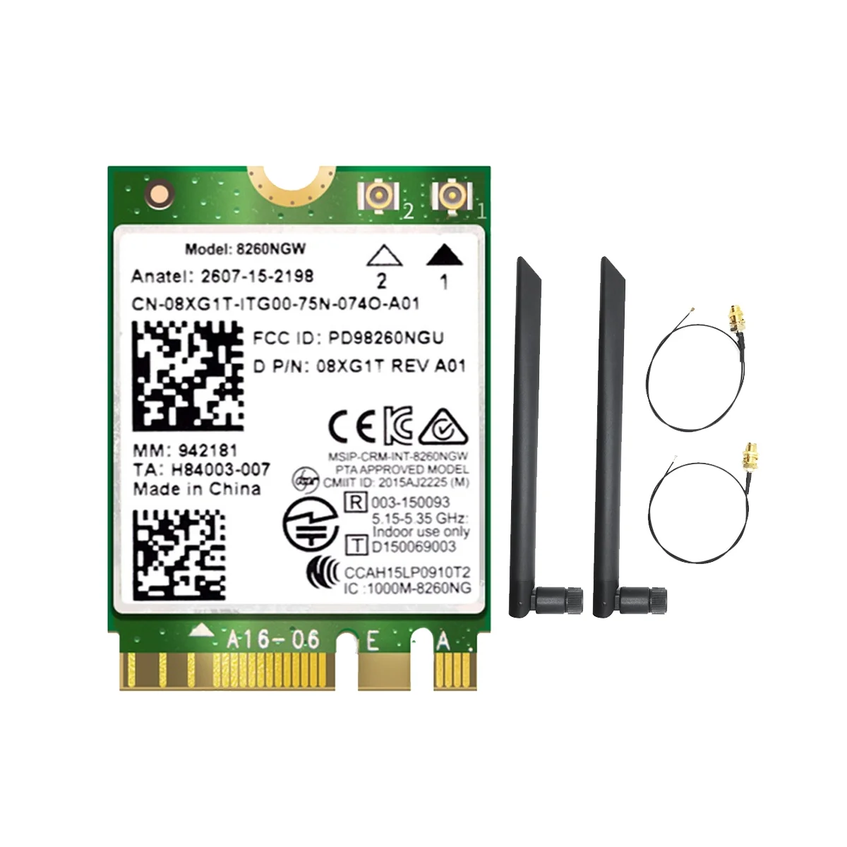 

8260 8260NGW WiFi карта + 2X8DB антенна 2,4G/5 ГГц 867M Bluetooth 4,2 NGFF M.2 WiFi беспроводной модуль карты для Intel AC