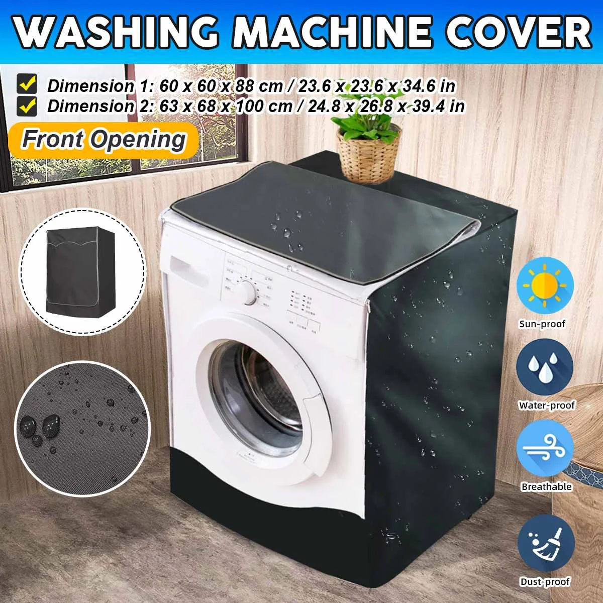 Washing Machine CoverDustproof Waterproof SunproofLaundry Dryer Protector 