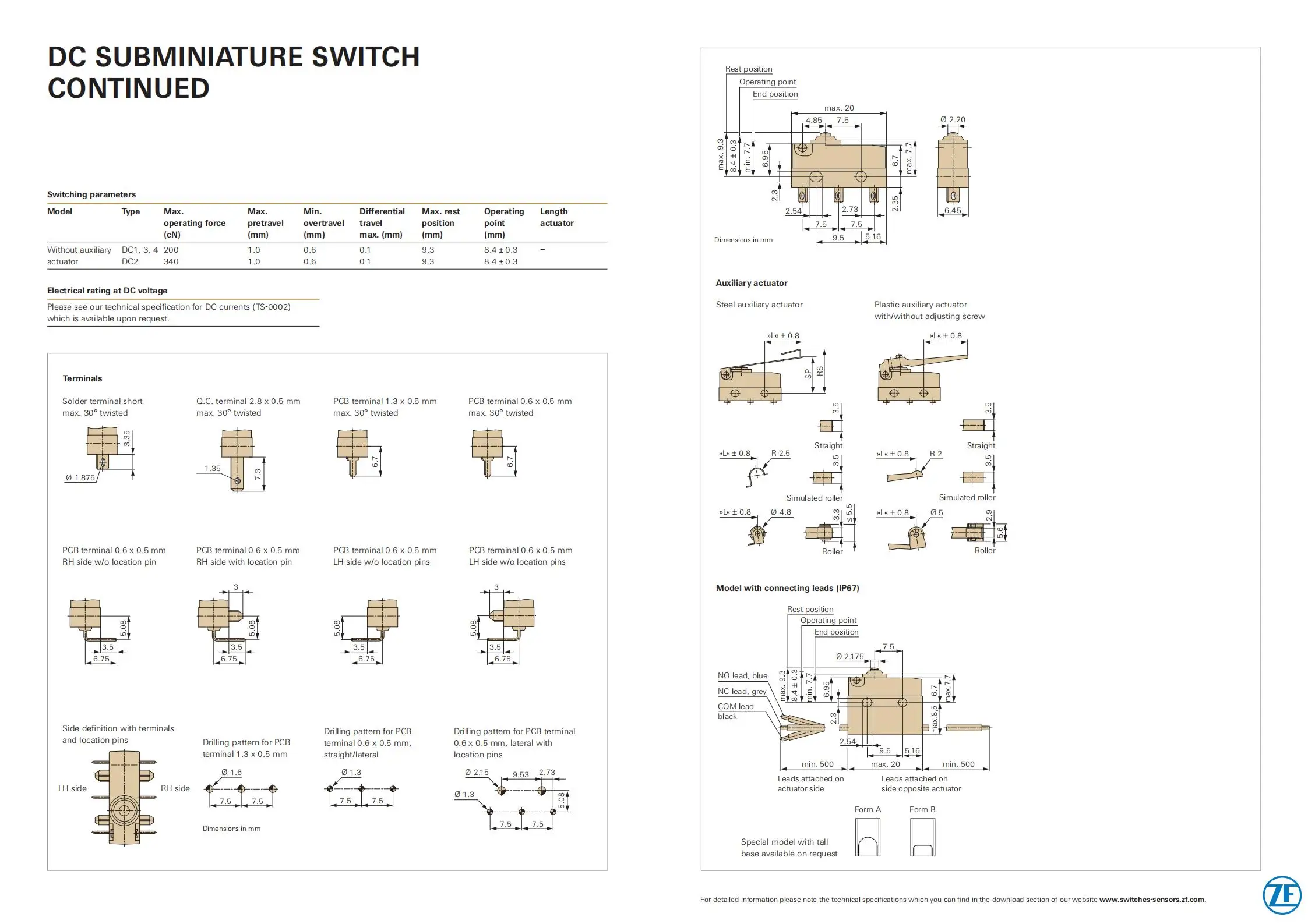 Neue Authentische Original ZF Mikroschalter DB2C-A1AA/A1LA/A1RB DC2C-A1AA/A1LA/A1RB/A1LC 10A 250V 3-PIN Mikroschalter für Elektronik – Detail 3