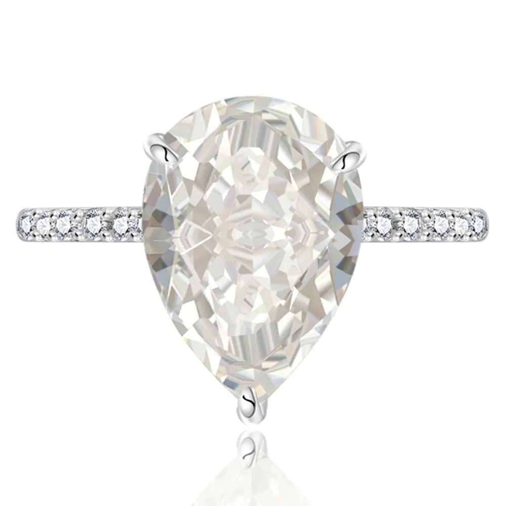 Acquista 100% 925 Sterling Silver Pear Cut 10*14 Mm G Color Lab Sapphire Gemstone Cocktail Ring Anniversary Gifts Jewelry