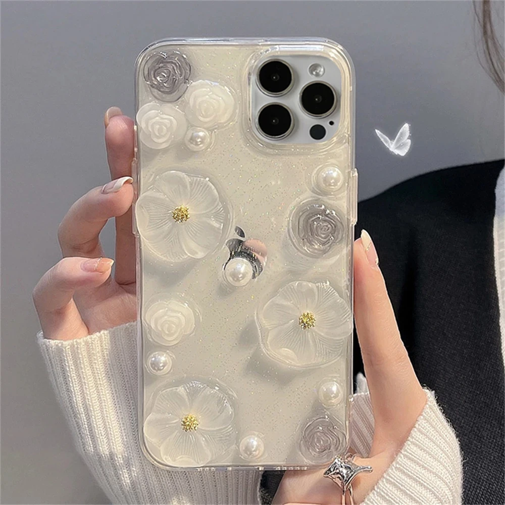 Flowers Printed Clear TPU Case For IPhone 16/15/14/13/12/X/8 - Slim, Soft, Anti-Scratch Protection