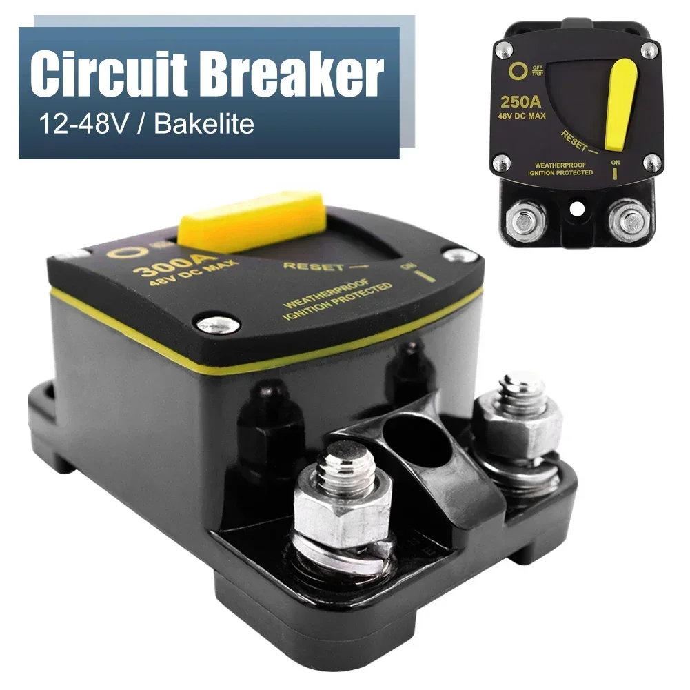 NEW 50A 60A 80A 100A 150A 200A 250A 300A AMP Circuit Breaker Fuse Reset 12-48V DC Car Audio Amplifier Breaker Waterproof