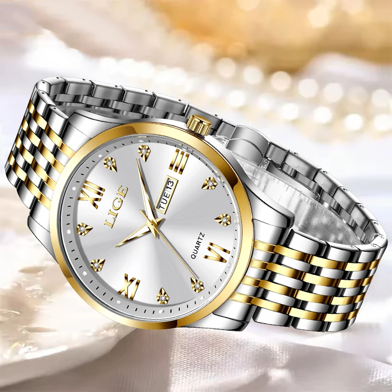 Elegant Women's Waterproof Diamond-Accented Bracelet Watch - Fashion Business Luminous Quartz Chronograph