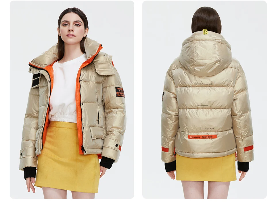 GASMAN 2023 Winter down jacket collection Fashion Solid Stand-up collar Women Coat Elegance Hooded Women's jackets 81702