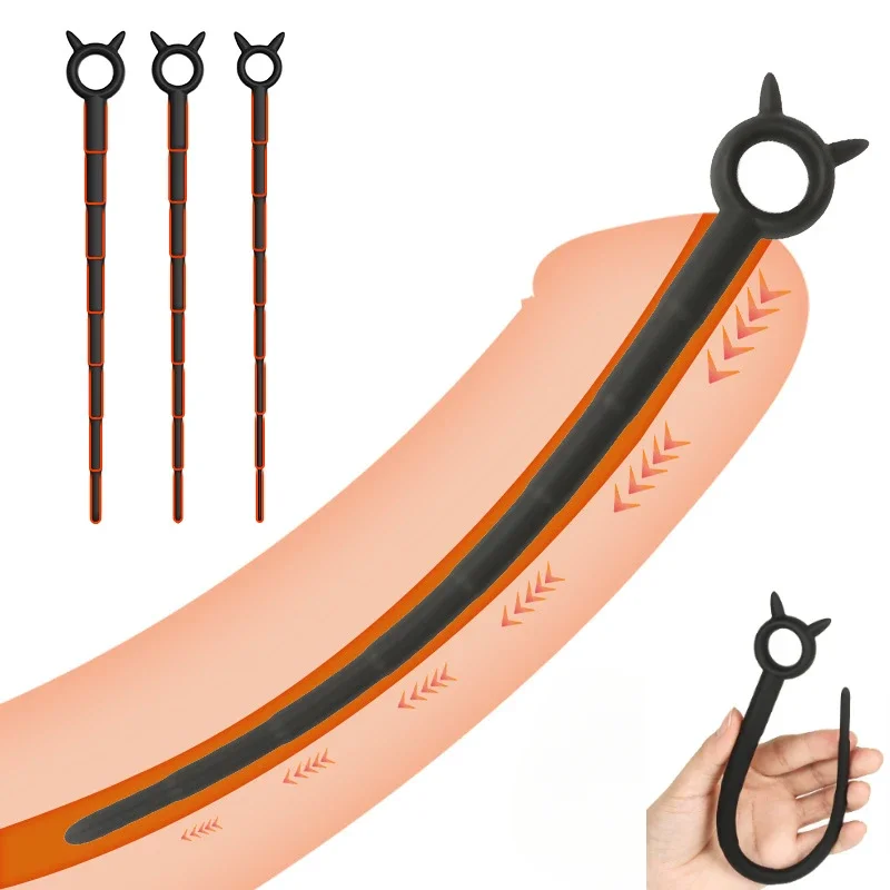 Silicone Horse Eye Stick Ejaculatuion Delay Penis Plug Climax Sex Toys for Men Urethra Stimulator Sounding Urethral Masturbation
