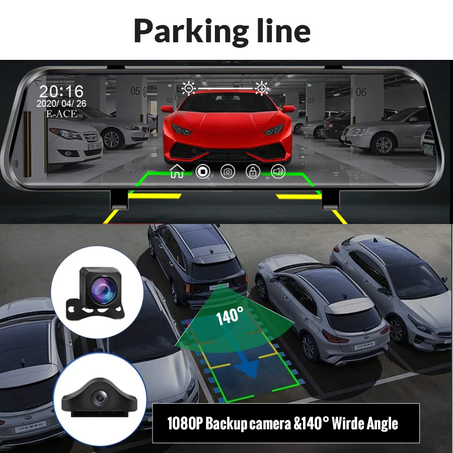 1080P HD Waterproof Digital Signal 2.5MM 4 Pin Night Vision Rear View Camera 6/10 Cable for A20P/A37/A37P/A38/A45