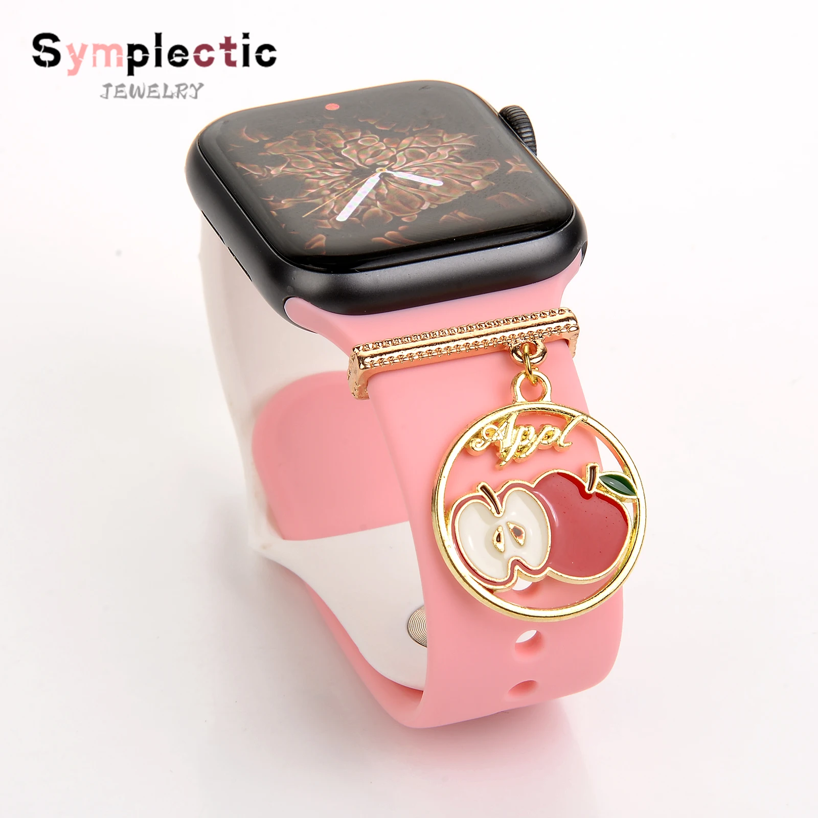 

Cartoon Circle Fruit Charms for Apple Watch Band Decorative Ornament Smart Watch Silicone Strap for iwatch Bracelet Accessories