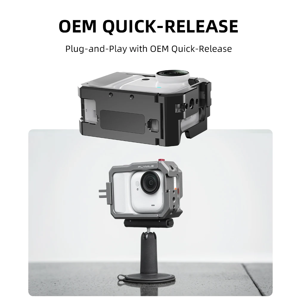 Flymile Cage Metall-Schutzhülle für Insta360 GO Ultra, Zubehör, Rahmenkäfig, Kaltschuh, Multifunktions-Erweiterungshalterungen – Detail 11