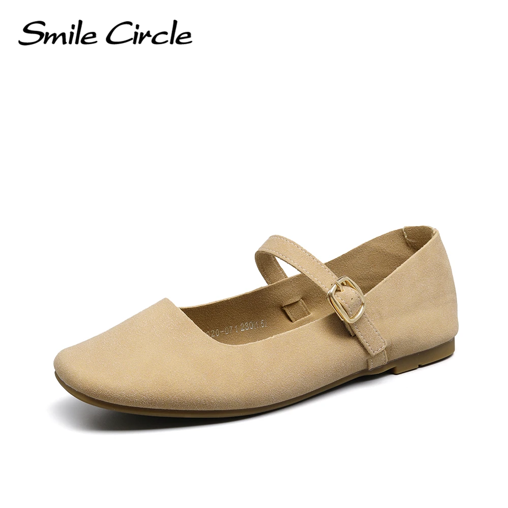 

Smile Circle Mary Jane Women Suede Ballet Flats Round Toe Flats Shoes for Women Comfortable Mary Janes