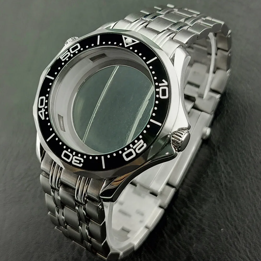 Men's 42mm Mechanical Watch Case with Luminous Dial and Assembled Parts