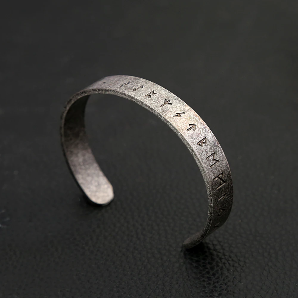 Fashion Vintage Viking Rune Bracelest for Men Women 316L Stainless Steel Simple Open Bracelet Amulet Jewelry Gift stainless steel bracelet