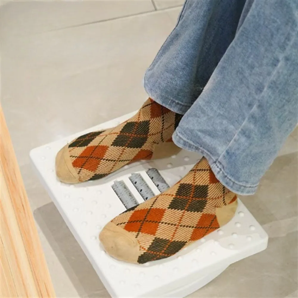 Home/Office Footrest Under Desk Foot Stool Anti-Crossed Legs Semi-Circular Rocking Anti-Slip Massage Roller Footrest